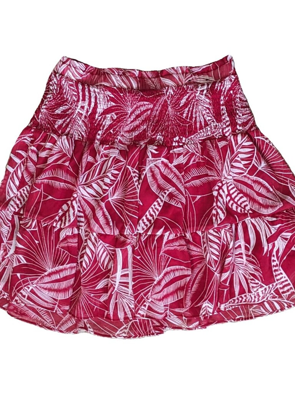 Banana Republic Red Palm Tiered Chiffon Skirt Size XS